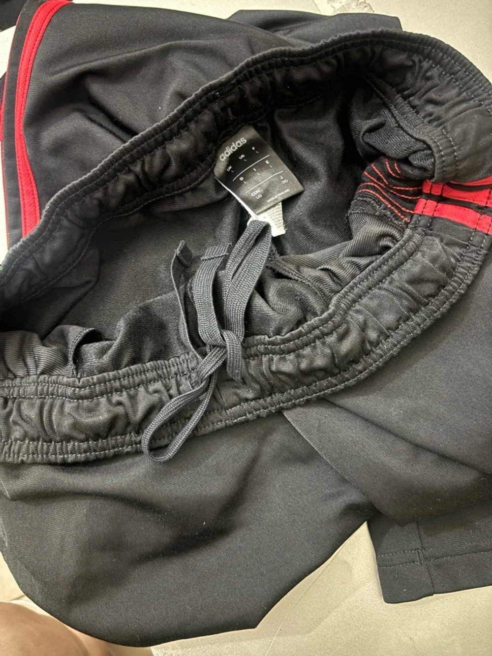 adidas Black Joggers with Red Side Stripes